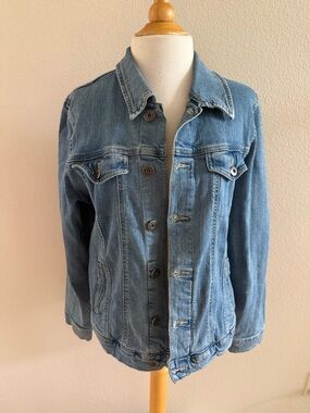 Vintage Wrangler Denim Jean Trucker Jacket Blue Medium Wash Women’s 90s SZ XL